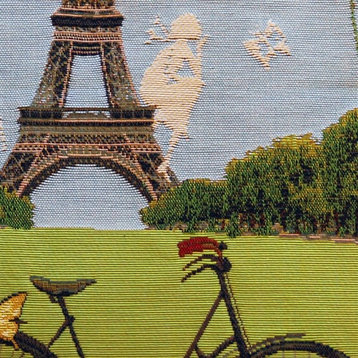 Pillow Decor - Eiffel Tower in Spring Tapestry Throw Pillow