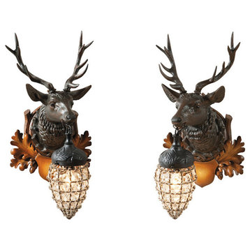 Stag Wall Sconce, Bronze, Right and Left
