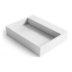 ADM Bathroom Design - ADM Rectangular Wall Mounted Sink, White, 24", Matte White - Bathroom Sinks