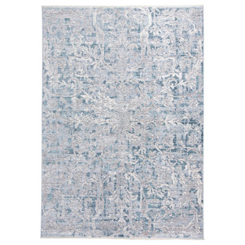 Weave & Wander Tirza Luxury Distressed Ornamental Rug, Gray/Blue, 2'x3'