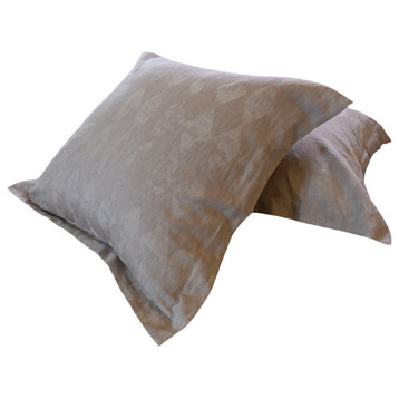 Yue Home Textile Yarn-Dyed Linen Cotton Pillow shams, Taupe, Euro