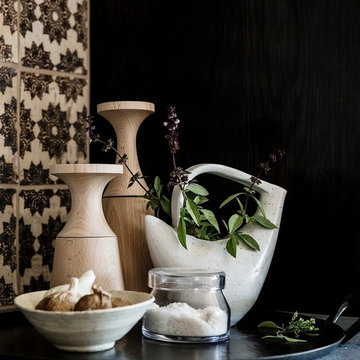 inspired kitchen backsplash features clé's antique yet modern artist tiles