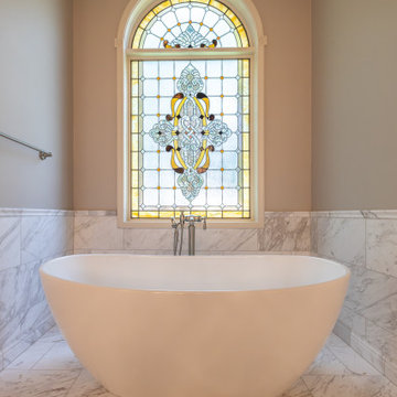 Leawood, Kansas Marble Wrapped Primary Bathroom Remodel