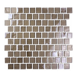 GBM Manufacturing - Landscape 11"x12" Textured Glass Square Mosaic Tile,Bronze - Mosaic Tile