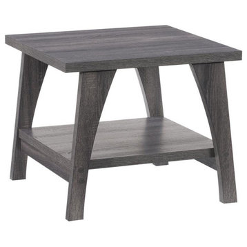 Atlin Designs Mid-Century Engineered Wood Side Table w/ Lower Shelf in Dark Gray