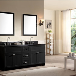 73 inch Transitional Double Sink Bathroom Vanity Set Black Granite Top - Bathroom Vanities And Sink Consoles