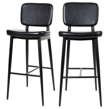 Flash Furniture Kenzie 31" LeatherSoft Barstools w/ Footrest in Black (Set of 2)