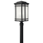Hinkley - Hinkley 1271VK-LED Large Post Top or Pier Mount Lantern, Black - Cherry Creek's modern take on the popular Arts & Crafts style has a timeless appeal. The cast aluminum construction is enhanced by the warmth of the finish and the vintage-looking white linen glass.