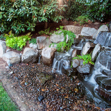 Waterfalls and Boulder Retaining Walls in SW Portland, Oregon