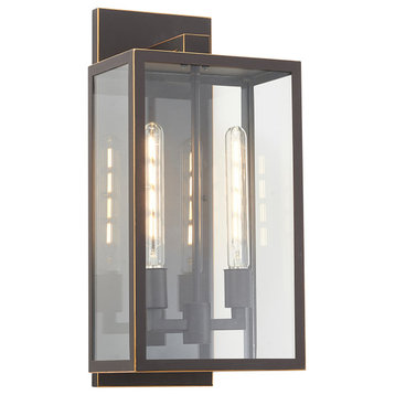 Bronzed Black Stainless Steel Outdoor Wall Sconce With Clear Glass