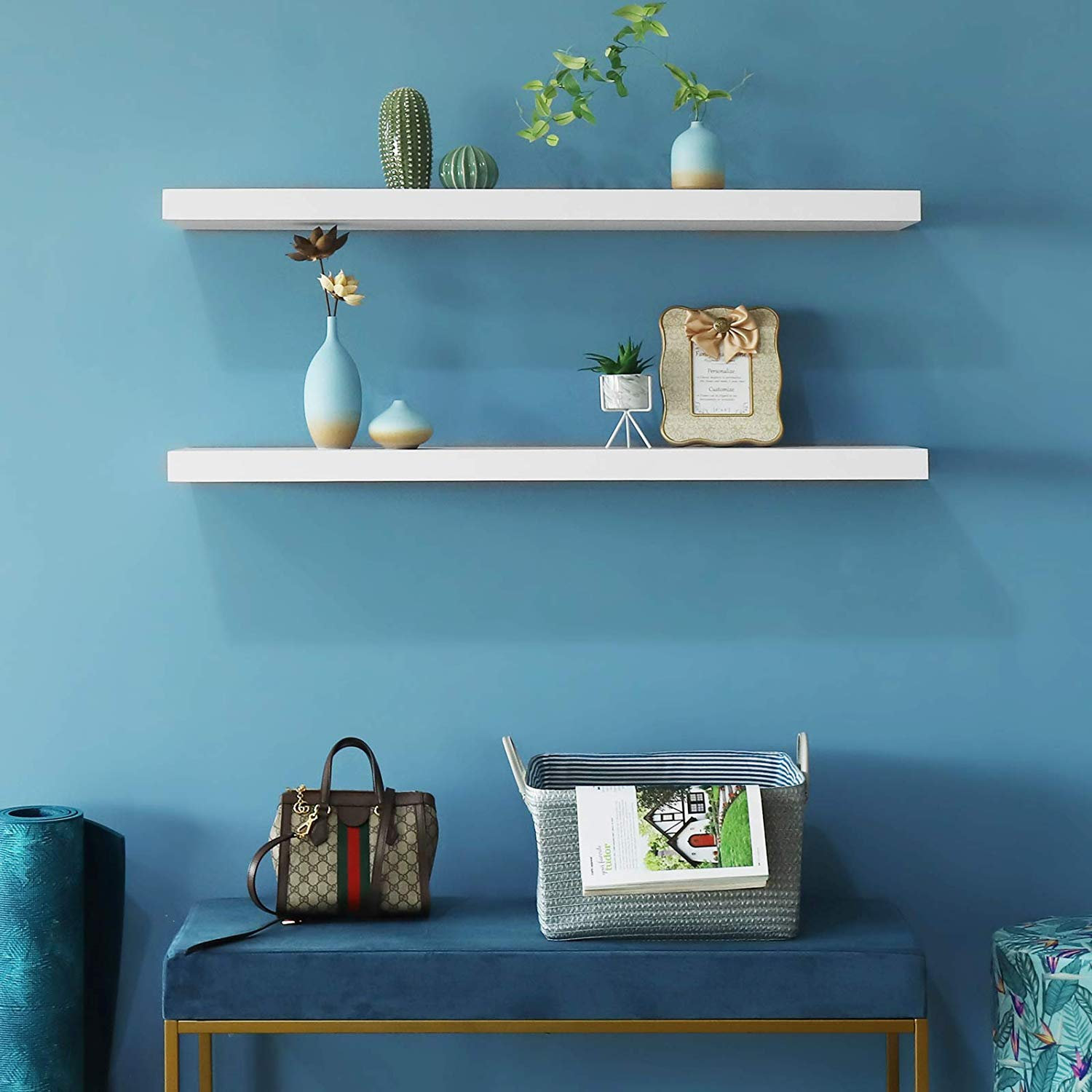 11.81" Depth Grande Floating Wall Shelves, 47.24" - Transitional