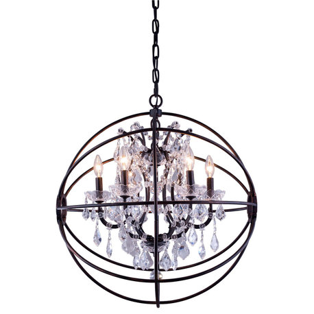 Geneva 6 Light Pendant, Dark Bronze, Clear