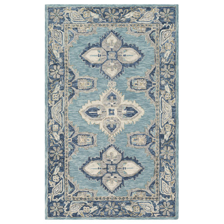Danica Teal/Navy Area Rug 5'x7'6"