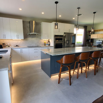 Stunning Kitchen Remodel Done in White and Gray Cabinets