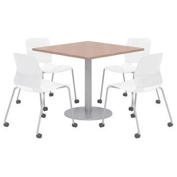 Olio Designs Cherry Square 42in Lola Dining Set - White Caster Chairs
