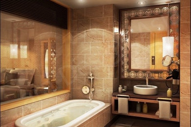 Example of a trendy bathroom design in New York