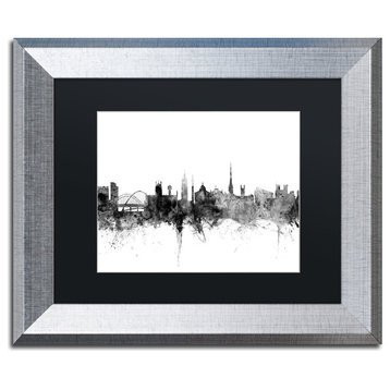 Michael Tompsett 'Newcastle England Skyline B&W' Matted Framed Art, 11x14