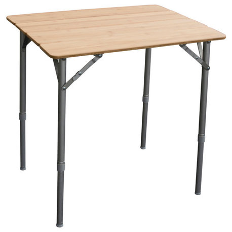 25.75 X 17 Inch Adjustable Height Folding Bamboo Table With Carry Bag