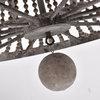 12-Light Slate Wood Wagon Wheel Chandelier With Wooden Beads