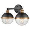 Ellmira 2 Light 8.875 in. Matte Black/ Aged Brass Vanity Light