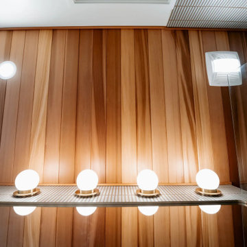 Tongue-and-Groove Cedar Ceiling with Recessed Lights - Kirkland