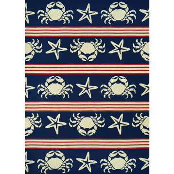 Blue Claws Area Rug, Navy, Round, 7'10"x7'10"