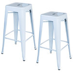 Buffalo Corporation - Amerihome Loft White 30" Metal Bar Stools, Set of 2 - These AmeriHome Metal Bar Stools are durable enough for use in the shop, and stylish enough to use in the kitchen, game room, bar, basement, dorm room, or loft. Ideal for small spaces, the bar stools easily and neatly stack together, making them easy to stash out of the way for storage. A handle in the seat makes the stools easy to pick up and move. Lightweight and sturdy, each stool weighs only 12.5 lbs., but is strong enough to hold up to 330 lbs.