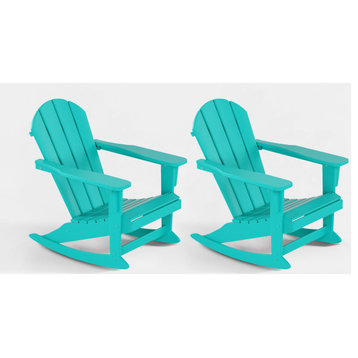 Westintrends 2 PCS Outdoor Patio Porch Rocking Adirondack Chairs Seat, Turquoise