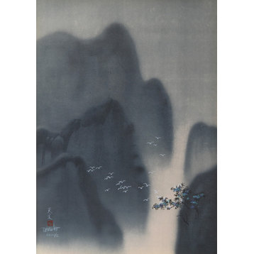 David Lee, Birds in a valley, Lithograph