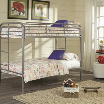 Twin Over Twin Silver Metal Bunk Bed