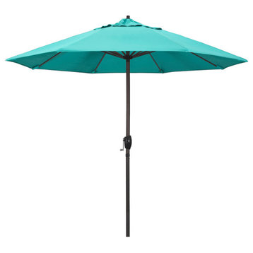 9' Bronze Auto-tilt Crank Lift Aluminum Umbrella, Sunbrella, Aruba