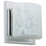 Besa Lighting - Besa Lighting 1WS-787319-LED-CR Paolo - 5.5" 5W 1 LED Mini Wall Sconce - Contemporary Paolo enclosed half-cylinder design features handcrafted glass. This modern wall light offers flexible design potential for a variety of bath/vanity decorating schemes. Mount horizontally or vertically. ADA-Compliant. Our Opal glass is a soft white cased glass that can suit any classic or modern decor. Opal has a very tranquil glow that is pleasing in appearance. The smooth satin finish on the clear outer layer is a result of an extensive etching process. This blown glass is handcrafted by a skilled artisan, utilizing century-old techniques passed down from generation to generation. The sconce fixture is equipped with plated steel square lamp holders mounted to linear rectangular tubing, and a low profile square canopy cover. These stylish and functional luminaries are offered in a beautiful Chrome finish.  Mounting Direction: Horizontal/Vertical  Shade Included: TRUE  Dimable: TRUE  Color Temperature:   Lumens: 450  CRI: +  Rated Life: 25000 HoursPaolo 5.5" 5W 1 LED Mini Wall Sconce Chrome Carrera GlassUL: Suitable for damp locations, *Energy Star Qualified: n/a  *ADA Certified: YES *Number of Lights: Lamp: 1-*Wattage:5w LED bulb(s) *Bulb Included:Yes *Bulb Type:LED *Finish Type:Chrome