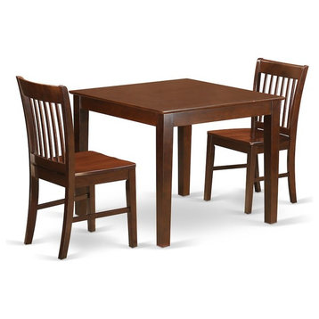 3-Piece Dinette Set, a Dining Table, 2 Chairs, Mahogany Without Cushion