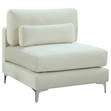 Julia Velvet Upholstered Modular Armless Chair, Cream