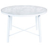 Devon Glass Top Aluminum Base Outdoor 47" Dining Table, White