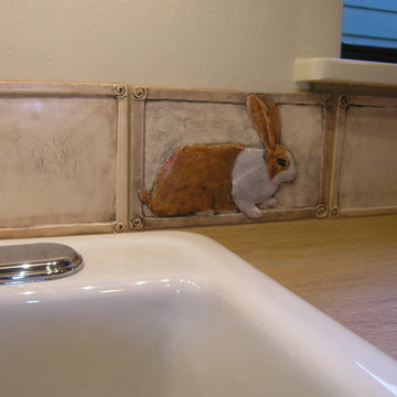 Sally's Custom Cherry Laundry Room with Hand Made Custom Tile