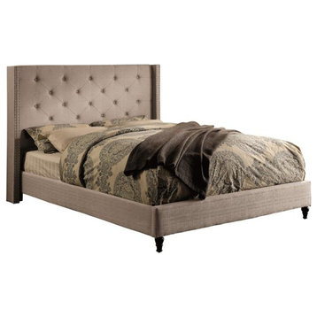 Furniture of America Vayla Transitional Fabric Wingback King Bed in Gray