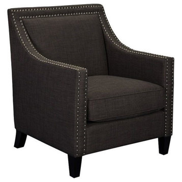 Bowery Hill Contemporary Fabric Accent Arm Chair in Charcoal Gray