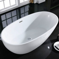 66" x 33" White Oval Soaking Free-Standing Bathtub - Bathtubs