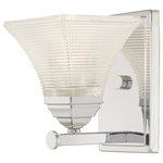 Minka Lavery - Minka Lavery 4781 Conspire 1 Light 5-1/2"W Bathroom Sconce - Chrome - This Conspire bath collection by Minka Lavery will update your home with its contemporary and eye-catching design. With its easy installation and low upkeep requirements, this bath light will not disappoint. Features Comes with a glass shade Requires (1) 60 watt max medium (E26) bulb Reversible mounting Capable of being dimmed Rated for damp locations Covered under Minka Lavery&#39;s 1 year limited warranty Dimensions Height: 8" Width: 5-1/2" Extension: 6-3/4" Product Weight: 2.4 lbs Electrical Specifications Bulb Shape: A19 Bulb Base: Medium (E26) Number of Bulbs: 1 Bulb Included: No Watts Per Bulb: 60 watts Wattage: 60 watts Voltage: 120 volts