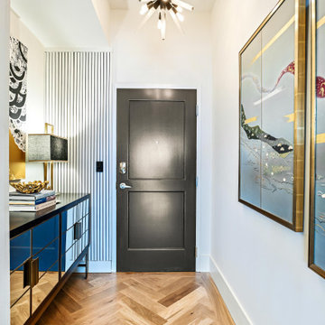 White Oak Herringbone with 7-Inch Custom Border — Buckhead High-Rise, Atlanta