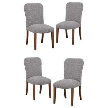Home Square Fabric and Wood Dining Chair in Ashen Gray - Set of 4