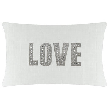 Sparkles Home Love Montaigne Pillow, White, 14x20"