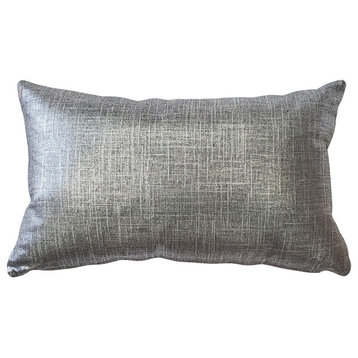 Pillow Decor - Tuscany Linen Metallic Throw Pillow, Platinum, 12" X 20"