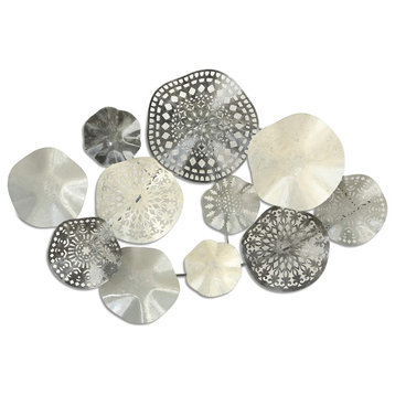 Modern Grey Metal Attached Rounds Wall Decor