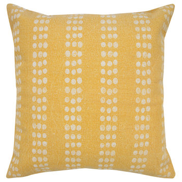 Polka Dot Stripe Stonewash Yellow 20" x 20" Throw Pillow