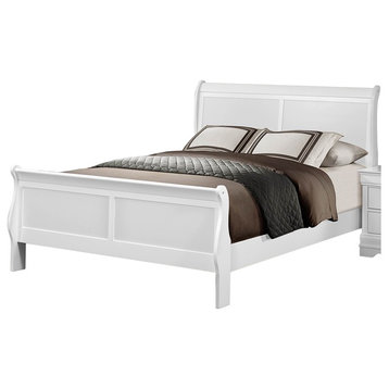 Modern Louis Philippe E King Sleigh Bed, Burnished White