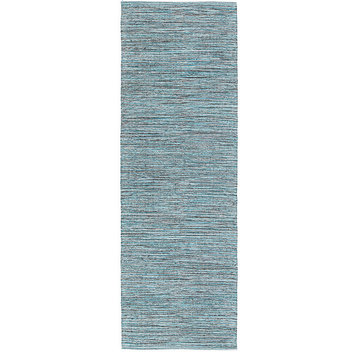 Chandra India Ind14 Solid Color Rug, Blue, 2'5"x10'5" Runner
