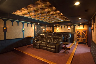 Example of an eclectic home theater design in Baltimore
