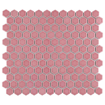 Tribeca 1" Hex Glossy Blush Porcelain Floor and Wall Tile